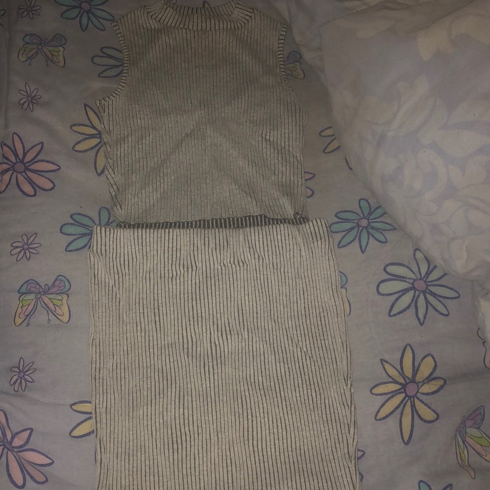 Two Piece Gray Skirt Set